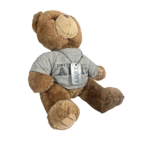 United States Army U.S. Brown Teddy Bear Plush w/T Shirt & Military Dog Tag 12" - Picture 3 of 10